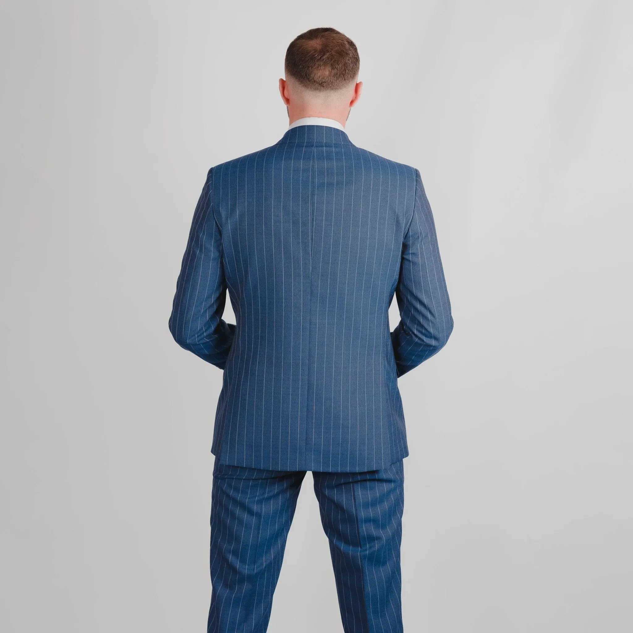 Barberis Pinstripe Wool Blue Suit