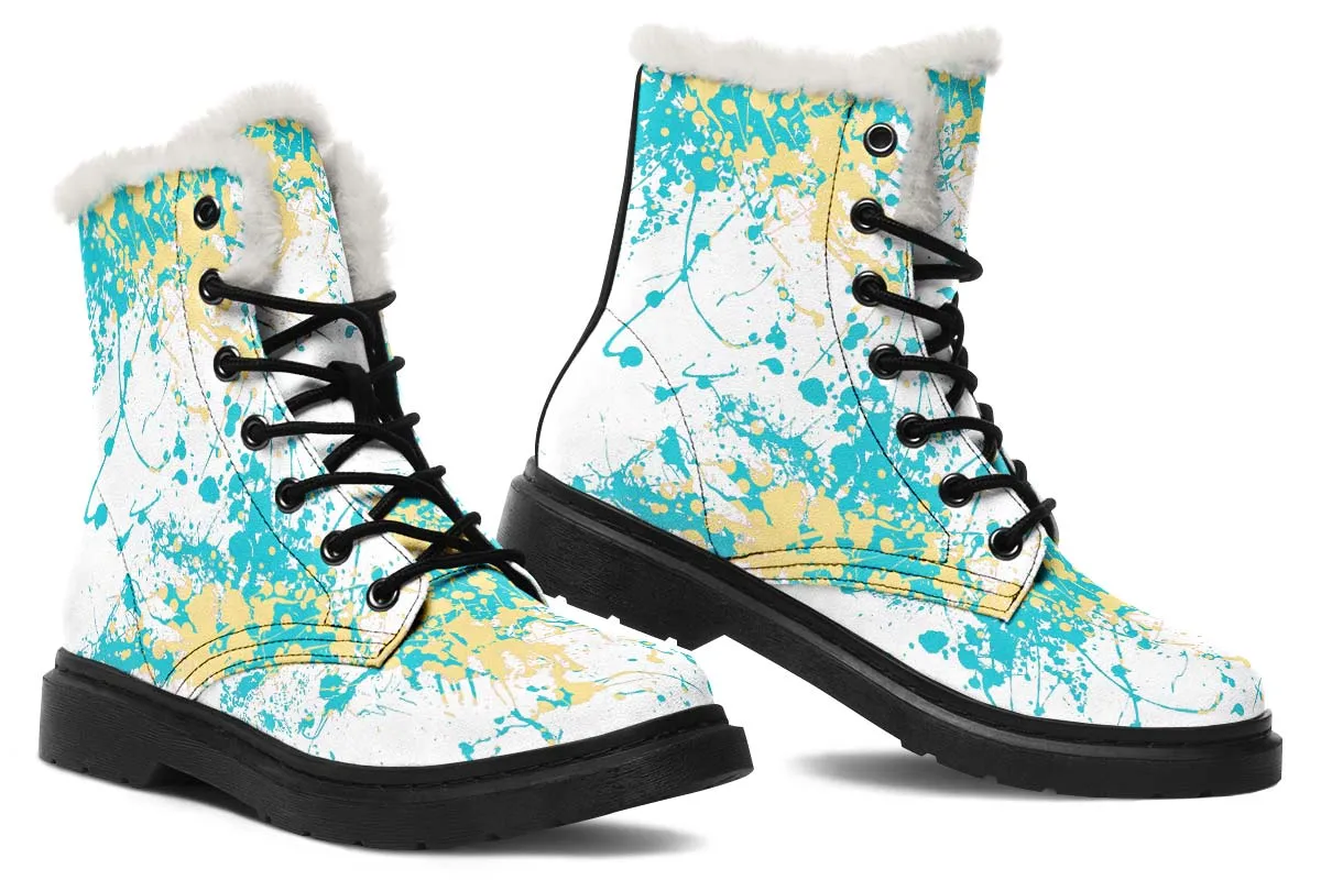 Beige Aqua White Splatter