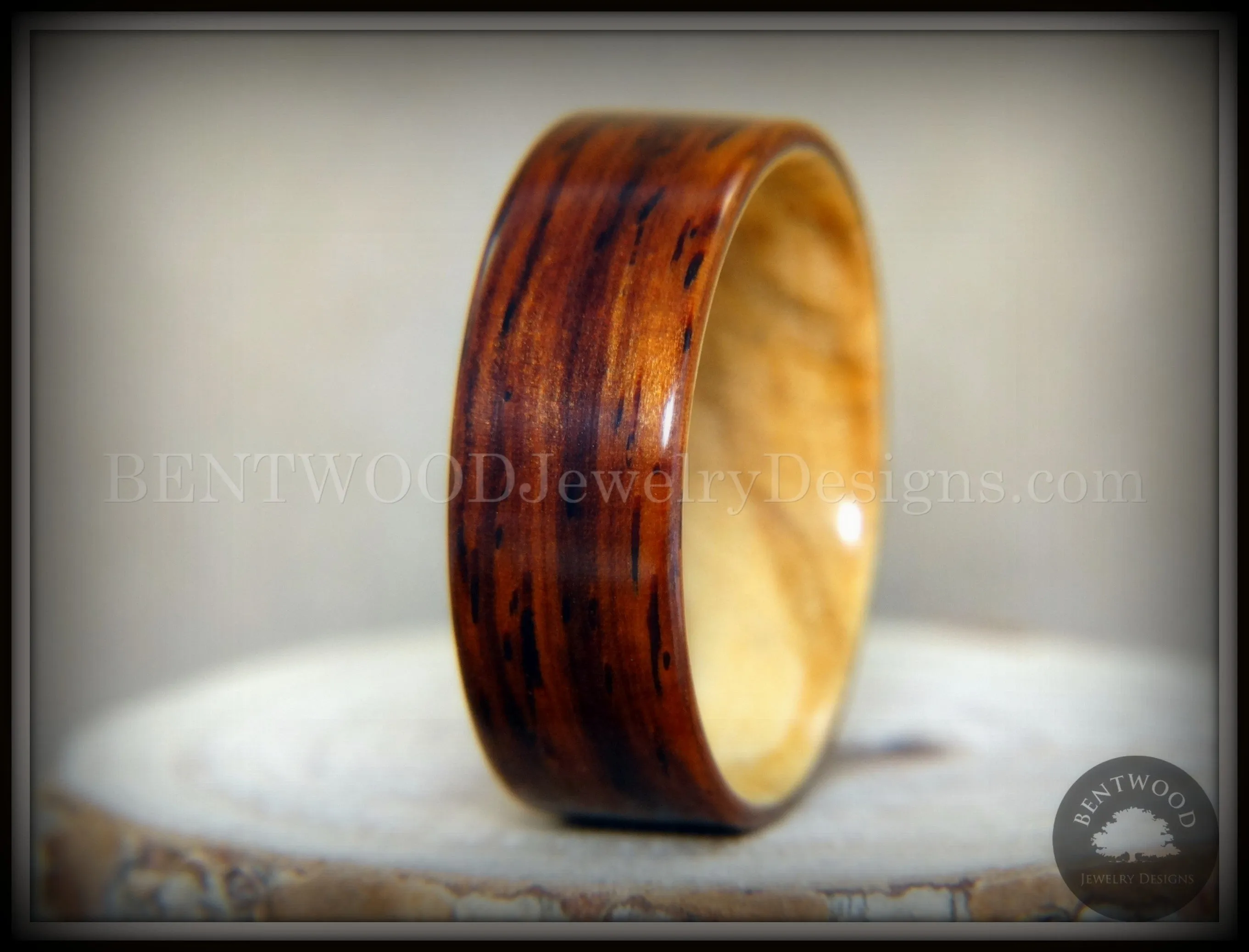 Bentwood Ring - Exotic Union Cocobolo on Olivewood Classic Wooden Ring