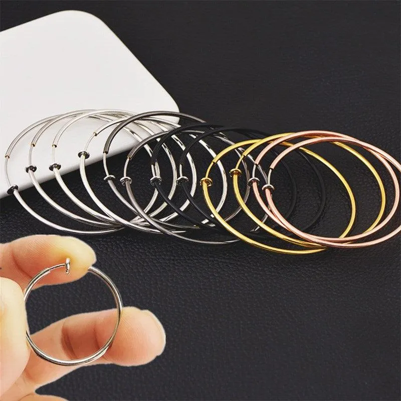 Big Circle Large Hoop Earrings Fake Spring Clip On