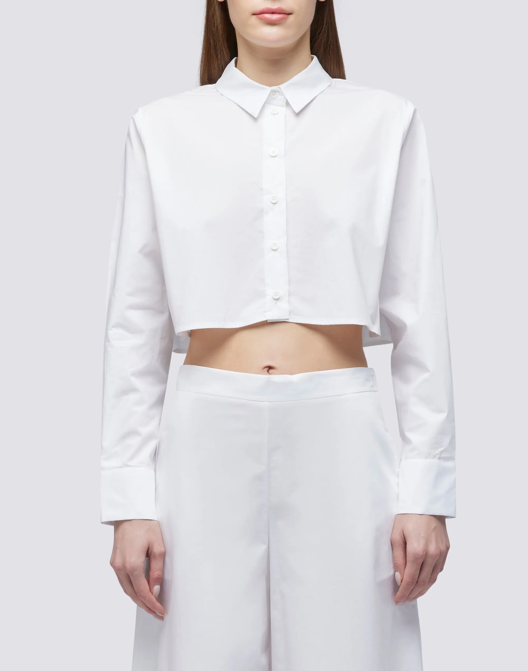 CAMICIA CROP IN POPELINE