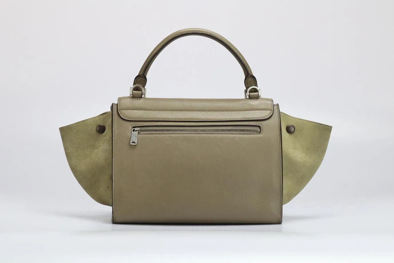 CELINE TRAPEZE SMALL SUEDE AND LEATHER TOTE BAG