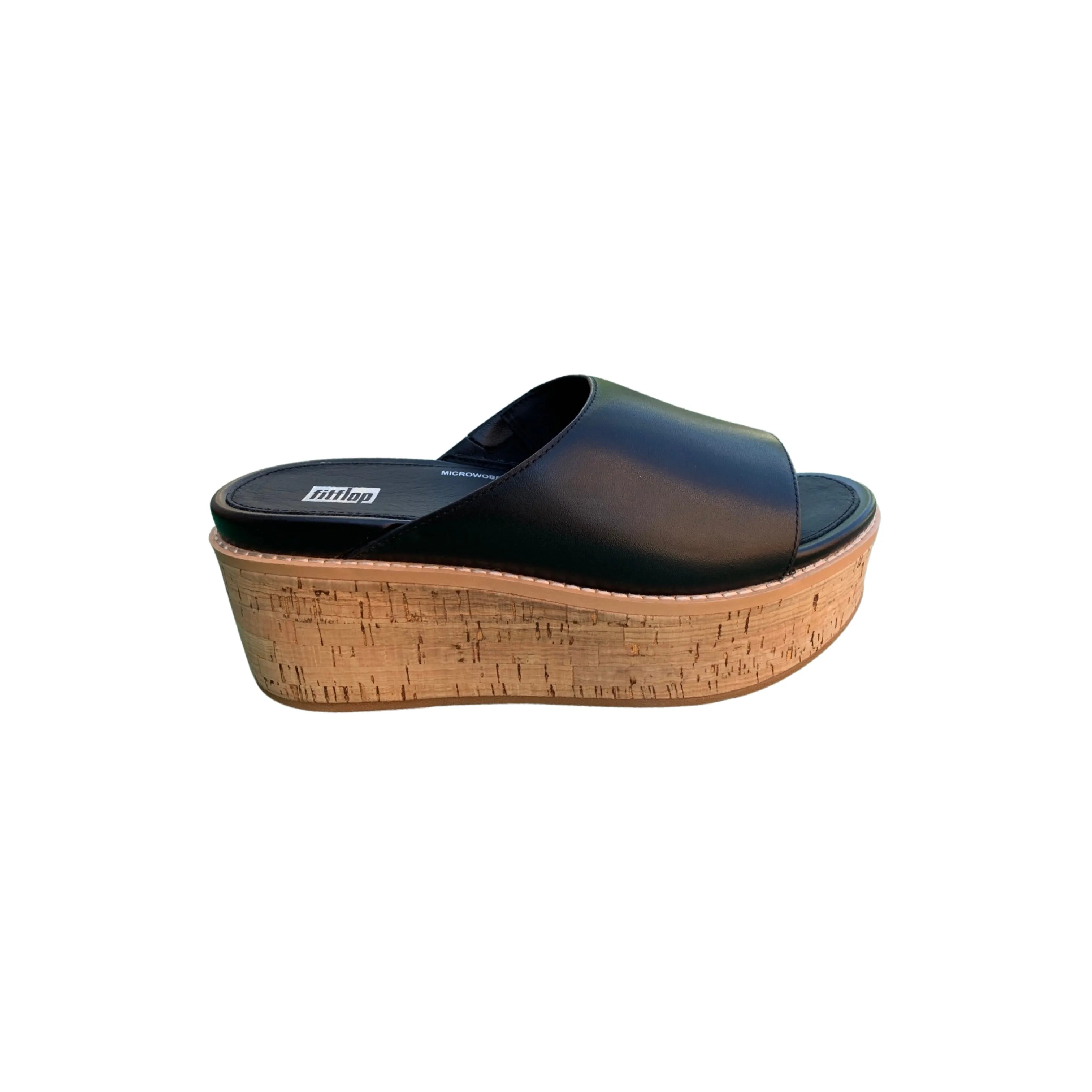 Eloise Leather Wedge Black Slide