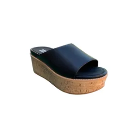 Eloise Leather Wedge Black Slide