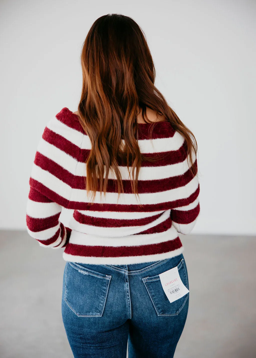 Gen Striped Off-Shoulder Sweater