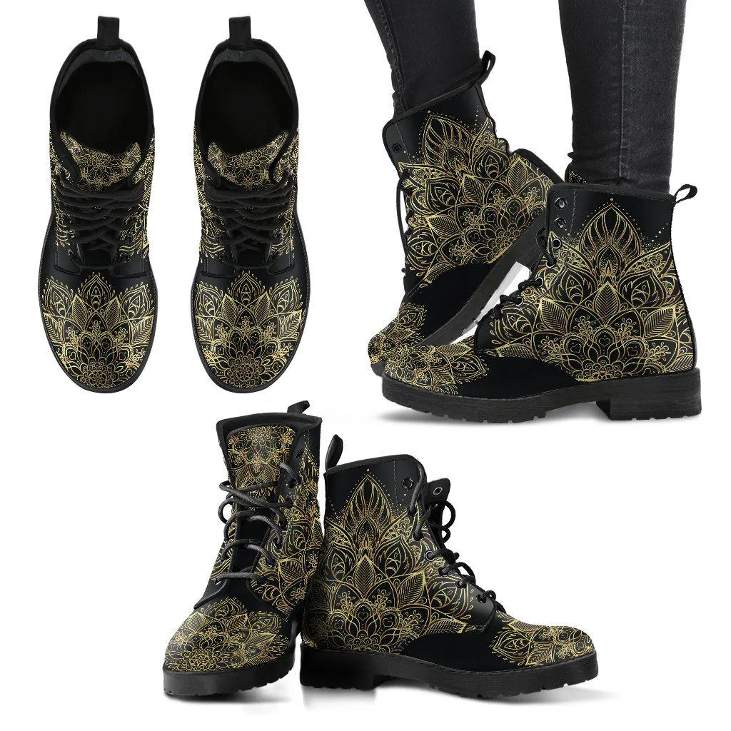 Gold Lotus Women's Leather Boots