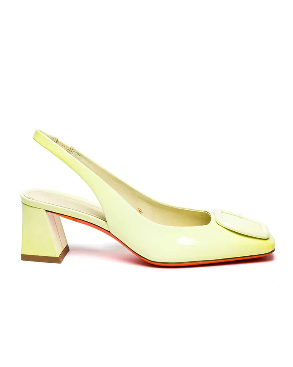 Lemon Slingback Low Block Heel in Yellow