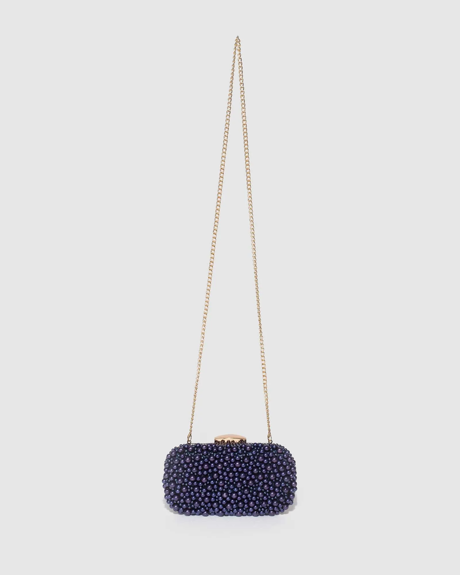 Navy Blue Sarah Beaded Clutch Bag
