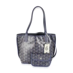 Navy Goyardine Canvas Reversible Mini Anjou