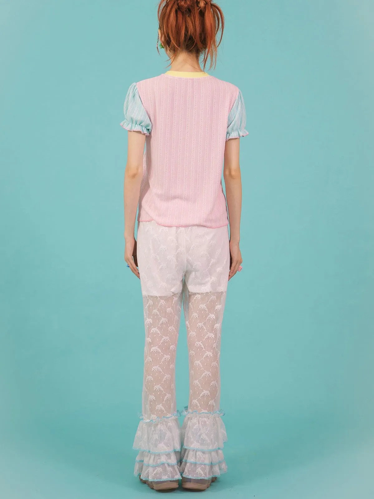 Niche Lace Splicing Horn Trousers