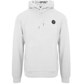 Plein Sport Large Circle Logo On Back Taped Hood White Hoodie