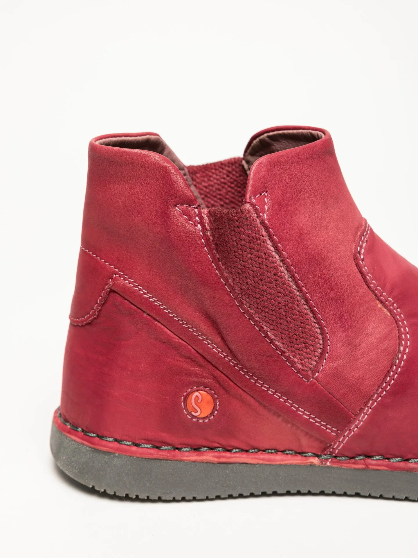 Red Round Toe Ankle Boots