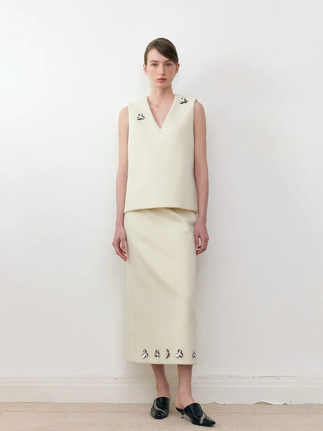 Three-dimensional Flower Beading Straight Skirt