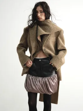 Twist Satin Stitching PU Skirt