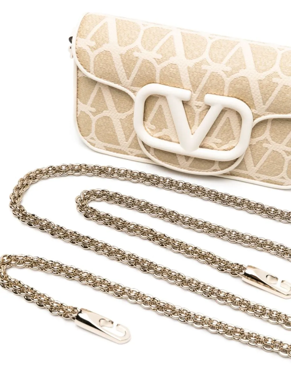 Valentino Garavani Locò Toile Iconographe Straw Small Shoulder Bag